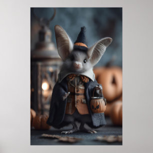 Poster Arte de Morcego de Halloween Caprichosa, Fantasia 
