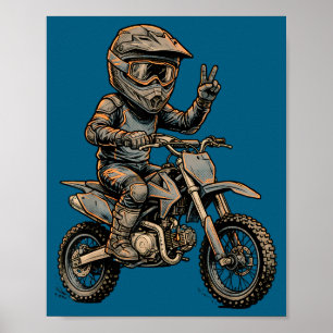 Poster Arte de Moto de Trilha Fofa Piloto Motocross