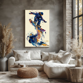 Poster Arte de Movimento Dinâmico de Snowboarder com Tint