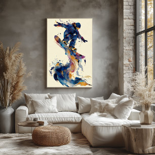 Poster Arte de Movimento Dinâmico de Snowboarder com Tint