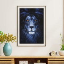 Arte de Muro com Retrato de Leão Azul