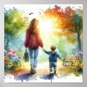 Poster Arte de Muro da Mãe e da Criança