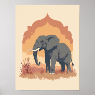 Poster Arte de Muro de Abstrato de Elefante de Boho Wise