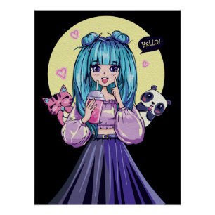 Póster Arte de Muro de Animação Criativa   Meninas 20