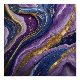 Póster Arte de Muro de Canvas de luxo   Roxo, Azul e
