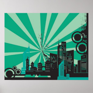Póster Arte de Muro de Cidade Verde 20x16