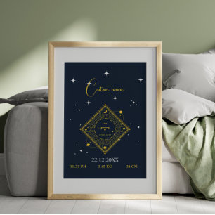 Poster Arte de muro de enfermaria novo bebê Nome personal