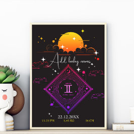 Poster Arte de muro de enfermaria novo bebê Nome personal