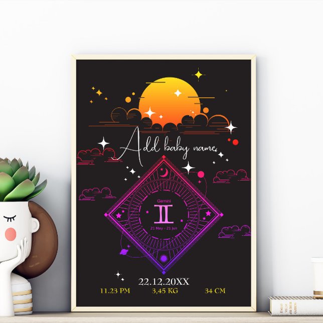 Poster Arte de muro de enfermaria novo bebê Nome personal (Criador carregado)