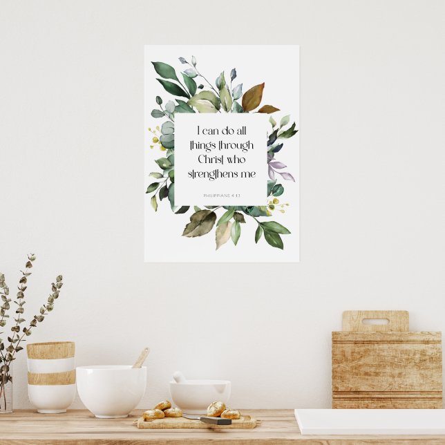 Poster Arte de Muro de Escrituras | Philippians 4:13 (Cozinha)