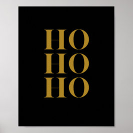 Poster Arte de Muro de Férias Moderna "HO HO HO" | Preto 
