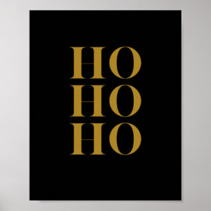 Poster Arte de Muro de Férias Moderna "HO HO HO" Preto