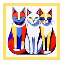Arte de Muro de Gatos Tricolores Modernos Vibrante