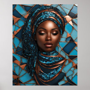 Poster Arte de Muro de Rosto de Cobre Azul