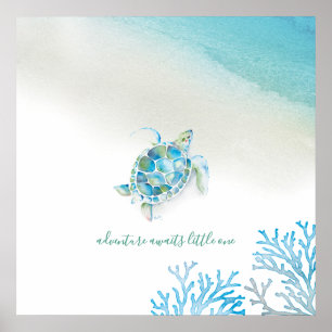 Poster Arte de Muro de Tartarugas do Mar para o Nursery