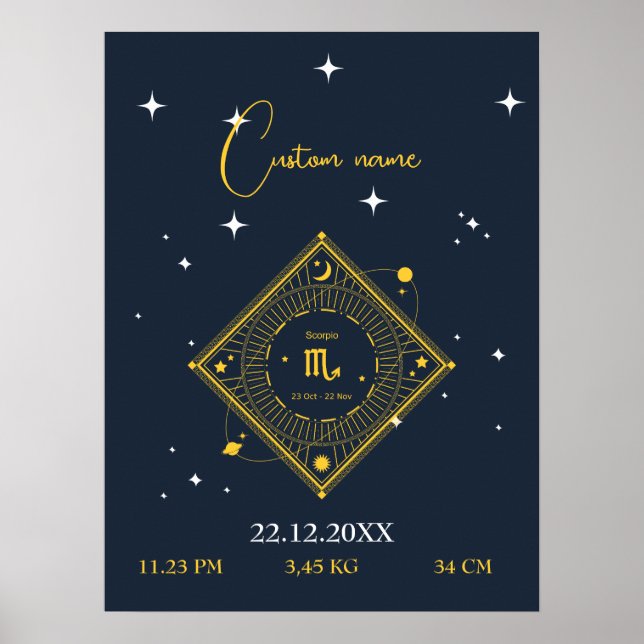 Poster Arte de muro de viveiro novo bebê Nome personaliza (Frente)