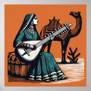 Poster Arte de Música Indiana Vintage Laranja Cultural