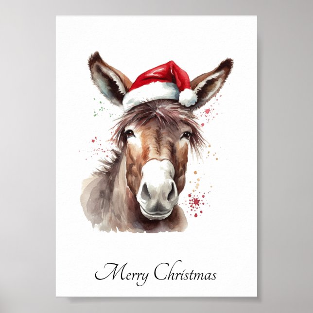 Poster Arte de Natal de Burro Ocidental (Frente)