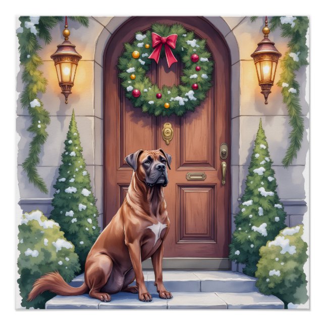 Póster Arte de Natal Evergreen Grande Porta Cane Corso (Frente)