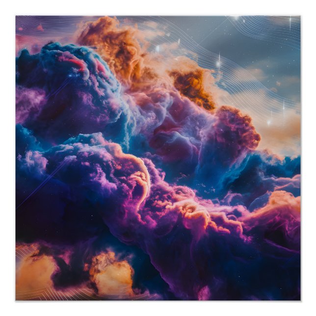 Póster Arte de Nebulosa Espacial Abstrata - Colorida e Có (Frente)