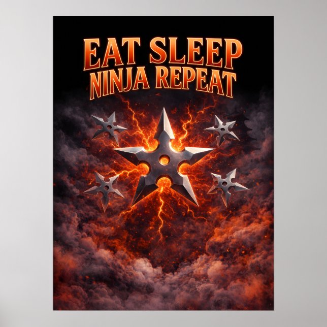 Poster Arte de Ninja Repita Coma Durma (Frente)