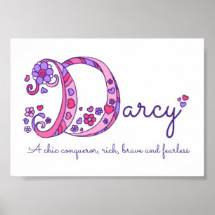 Póster Arte de nome com iniciais D de Darcy significado