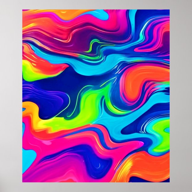 Poster Arte de ondas de cores vívidas Abstrato (Frente)
