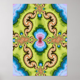 Poster Arte de Padrão de Dragão Fractal Psicodélico