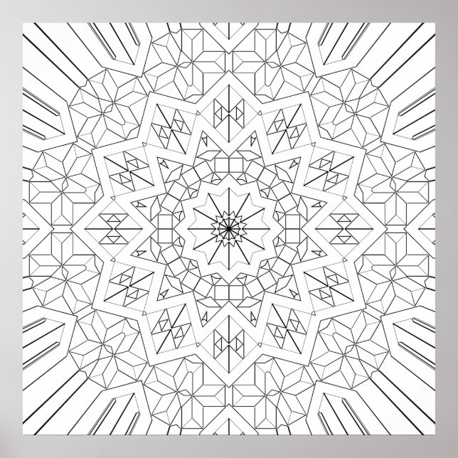 Poster Arte de Padrão de Mandala Geométrica Explosão Este (Frente)