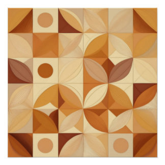 Póster Arte de Padrão Geométrica Inspirada no Outono abst