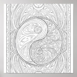 Poster Arte de Padrão Meditativo: Geometria Sagrada Yin Y