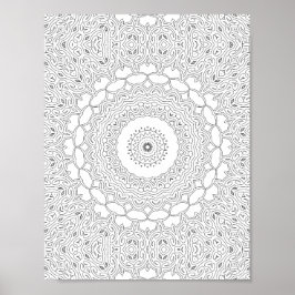 Poster Arte de Página para Colorir de Filigrana de Coraçã