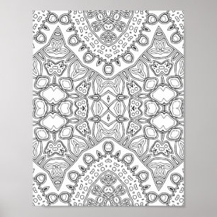 Poster Arte de Página para Colorir Mandala com Motivo de
