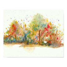 Arte de Paisagem Abstrata Aquarela Árvores Florest