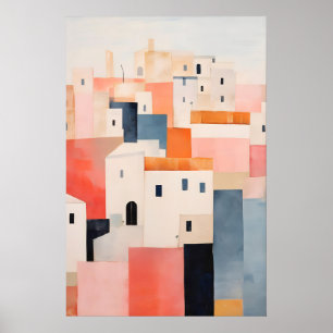 Poster Arte de Paisagem Abstrata de Cidade Minimalista, S