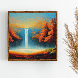 Poster Arte de Paisagem de Floresta abstrato com Árvores 