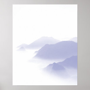 Poster Arte de Paisagem de Montanhas Abstratas Periwinkle