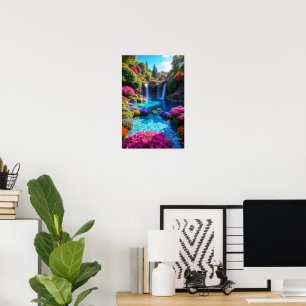Poster Arte de Paisagem de Sonho de Cachoeira Tropical Co