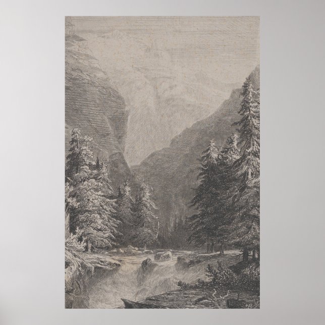 Poster Arte de Paisagem dos Alpes Suíços suiças (Frente)