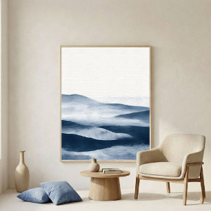 Poster Arte de Paisagem em Camadas de Índigo Mínimo