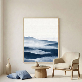 Poster Arte de Paisagem em Camadas de Índigo Mínimo