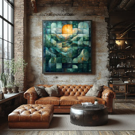 Póster Arte de Paisagem Geométrica do Pôr do Sol – Turque