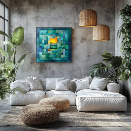 Póster Arte de Paisagem Geométrica - Sunset Teórico e Dou