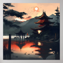 Arte de Paisagem Japonesa, Aquarela gerada a ar