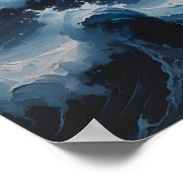 Poster Arte de Paisagem Marinha Abstrata Oceano Tempestuo