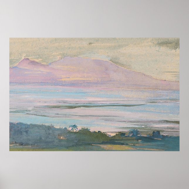 Poster Arte de Paisagem Marítima Tropical Pastel (Frente)