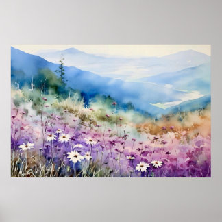 Poster Arte de Paisagem Montanhosa da Carolina do Norte