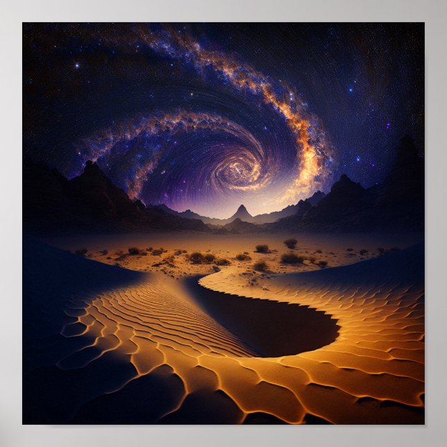 Poster Arte de Paisagem Surreal do Desert Galaxy (Frente)