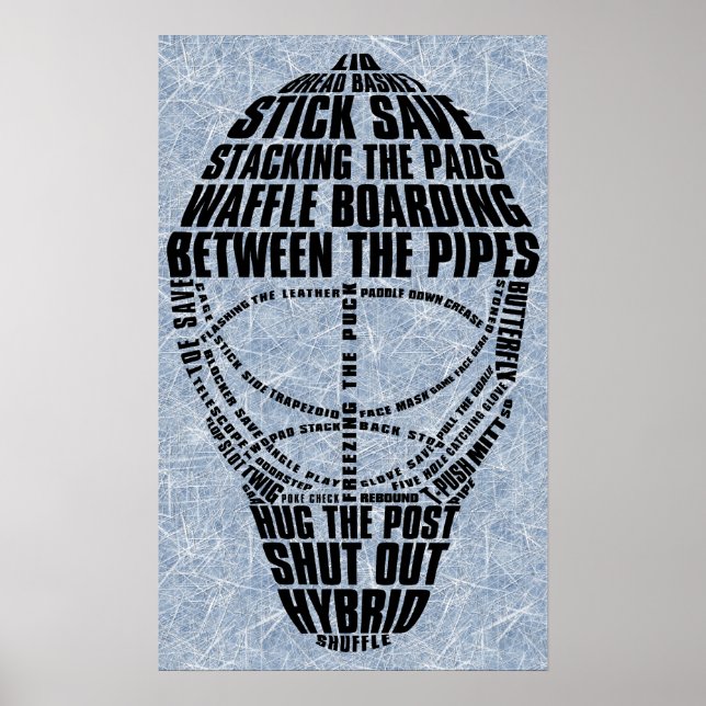 Poster Arte de Palavras de Goalie de Hockey (Frente)