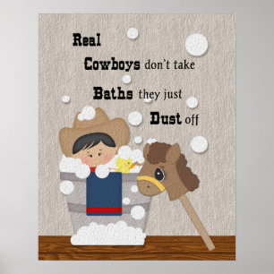 Poster Arte de Palavras do Banho do Pequeno Cowboy